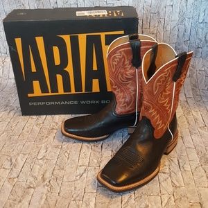 Ariat Brown & Black Mens Work/Cowboy Boots EUC